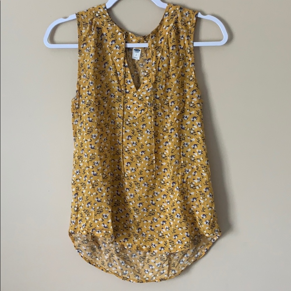 Old Navy Yellow Floral Sleeveless Blouse